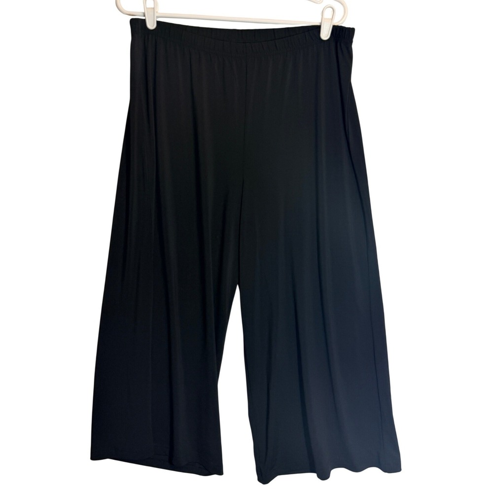 Bob Mackie Wearable Art Black Wide Leg Pants Elastic Waist Womens Medium Flowy